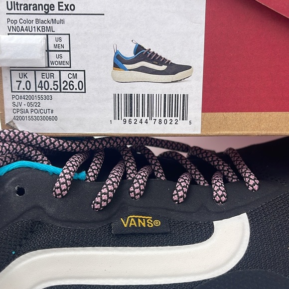 Vans WMNS Black and Blue Shoes Ultrarange Exo
Pop Color Black/Multi
VN0A4U1KB - Picture 16 of 16